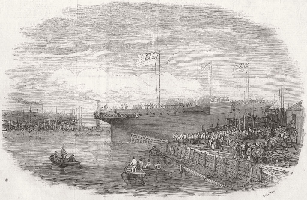 BLACKWALL. Launch. Russian war-ship Vladimere 1848 old antique print picture